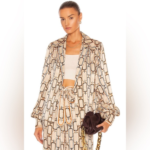 Alexis NEW Reyson Long Sleeve Chain Link Button Down Blouse Size L - Picture 2 of 16